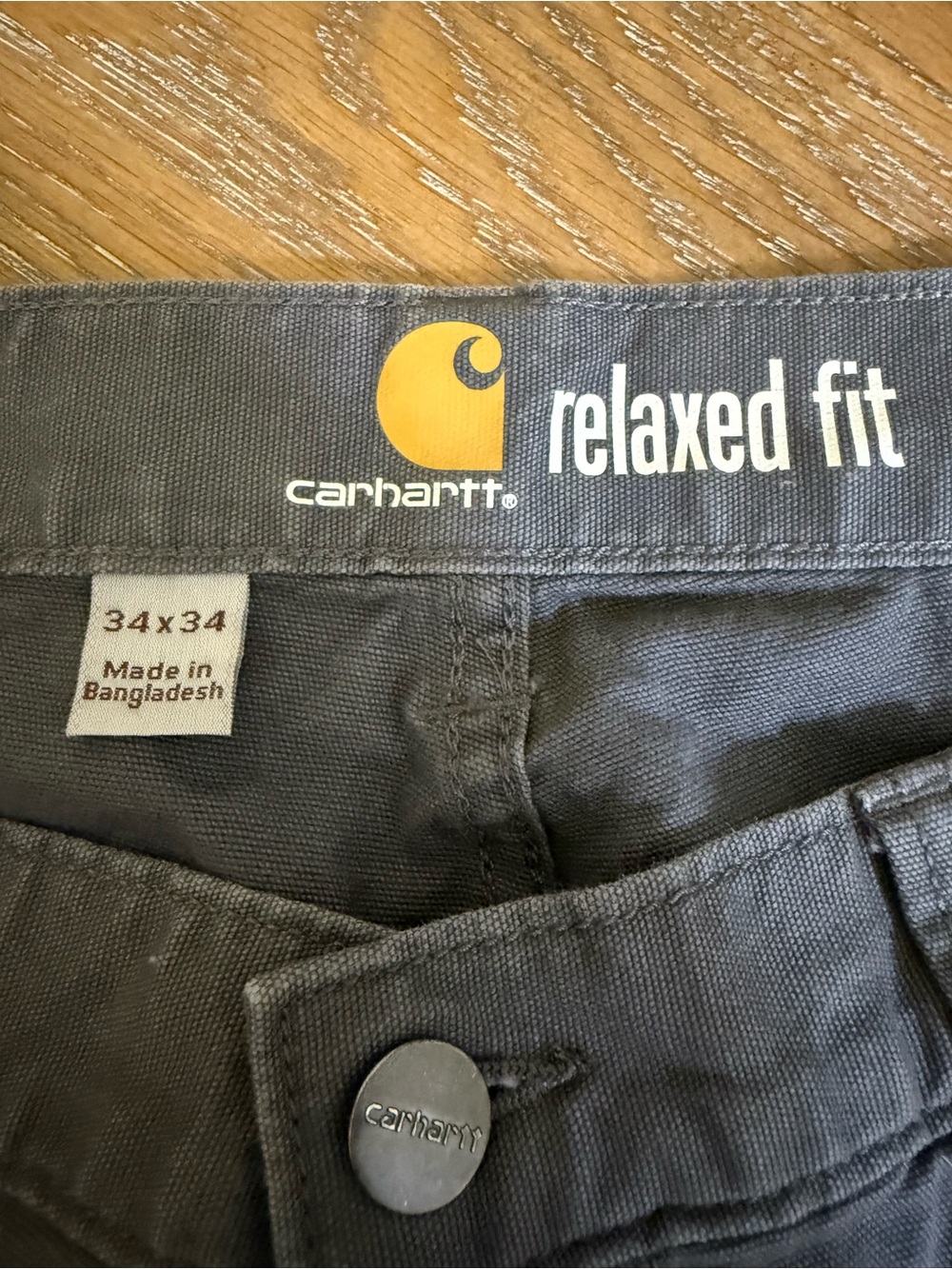 Carhartt Relaxed Fit Pants in Charcoal with Yellow Logo